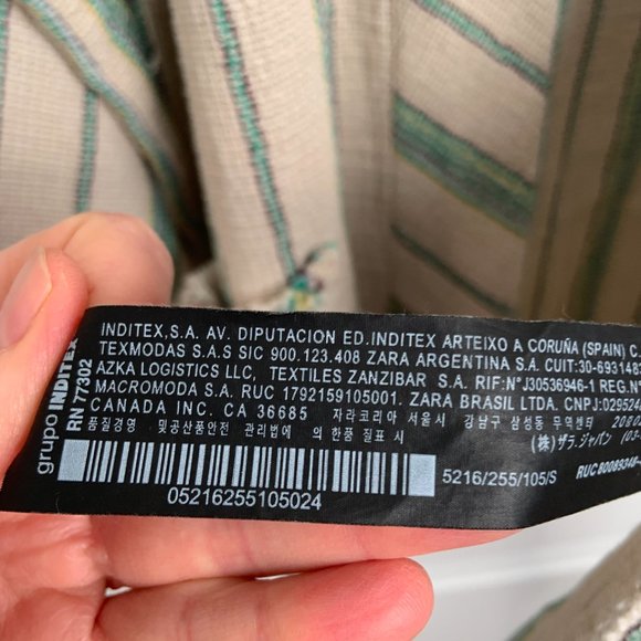 Zara Woman Cotton The Beth Rustic Kimono Jacket Striped Pockets Tie Belt Size S - Picture 15 of 16